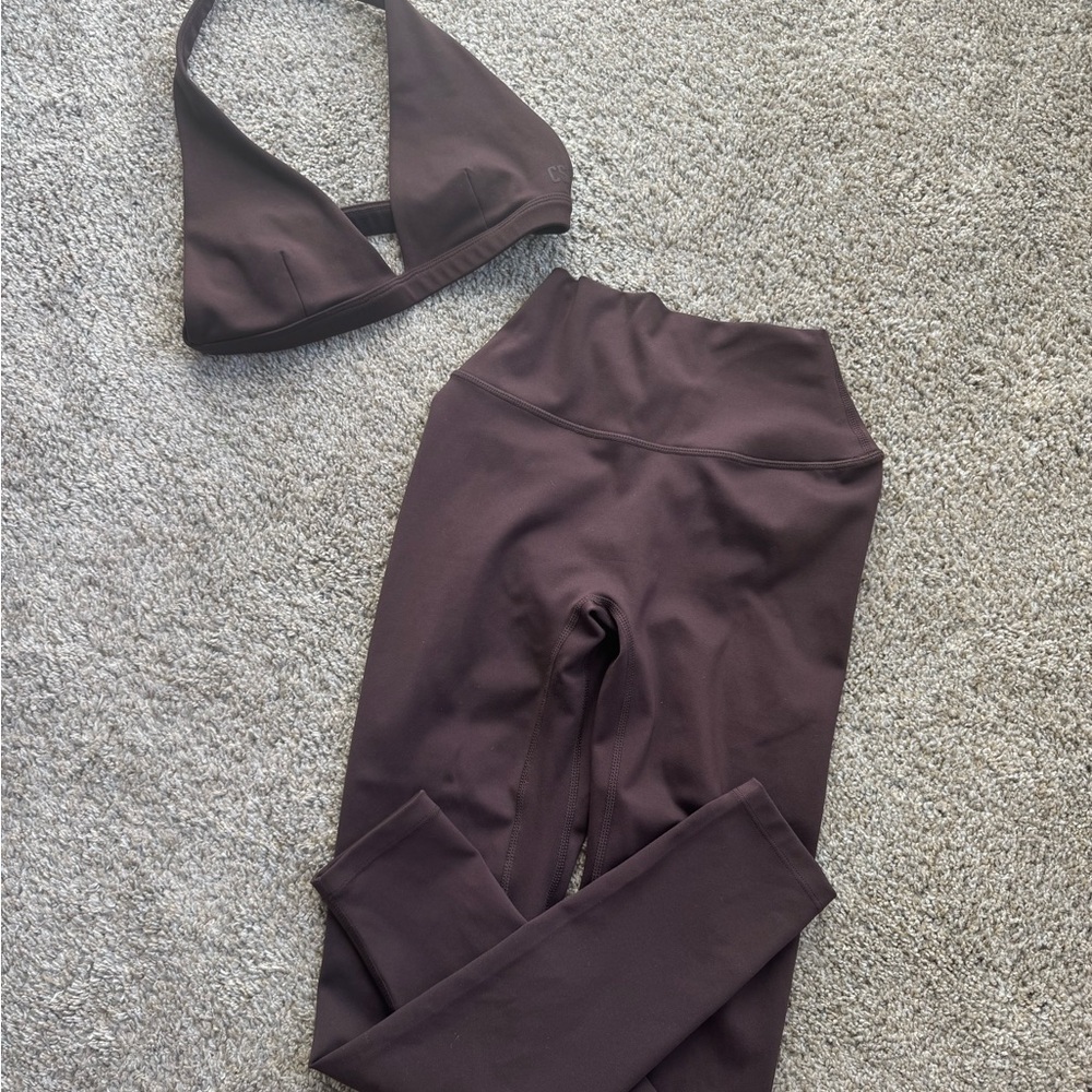 CSB Espresso Serenity Activewear Set / Scrunch Leggings & Celine Crop / SMALL